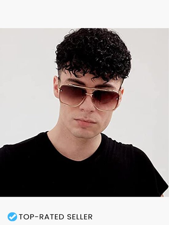 Oversized Square Aviator Sunglasses Retro Metal Frame Unisex Classic Pilot
